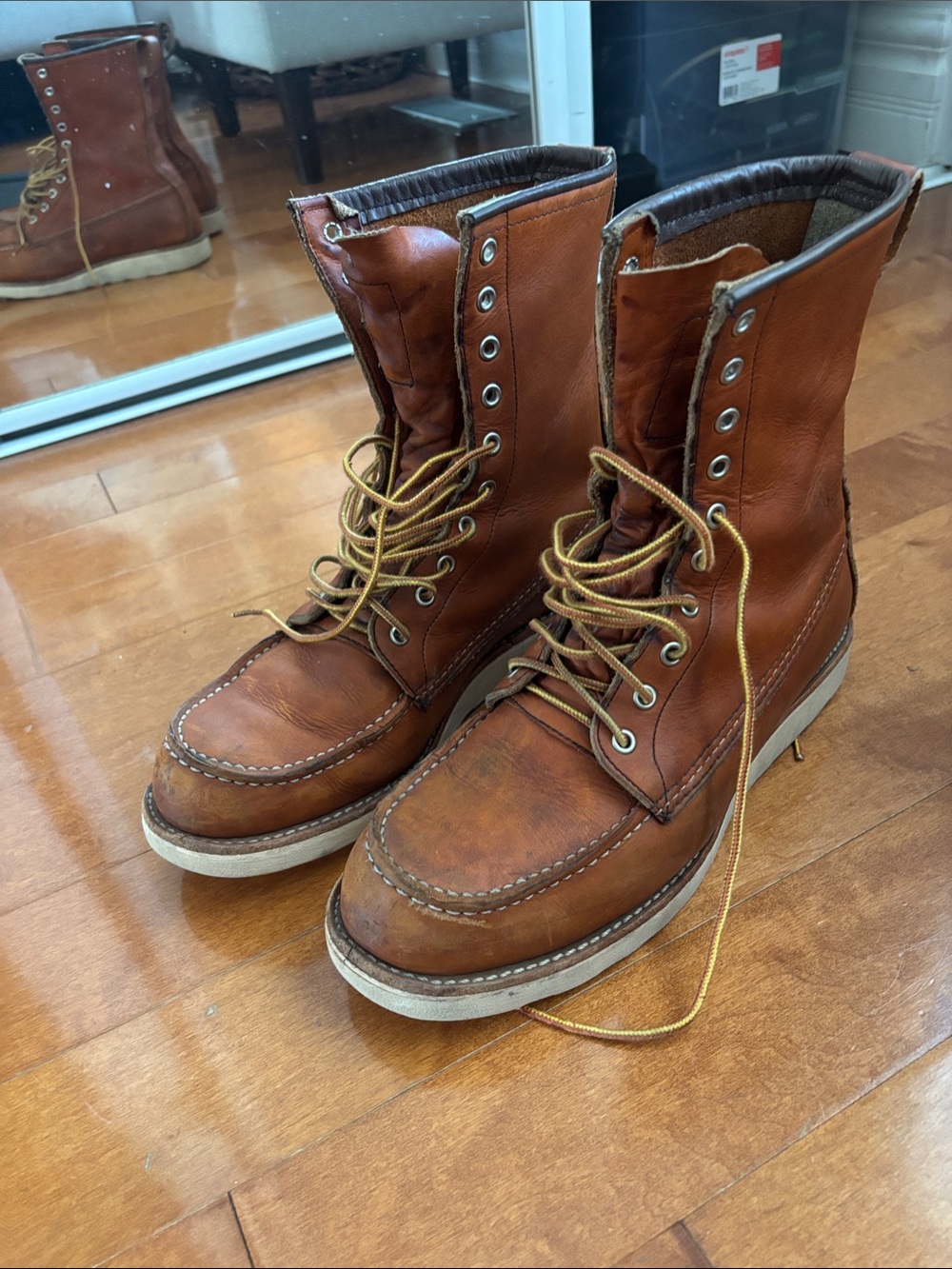 Redwing Men's Brown Leather Lace-Up Work Boots